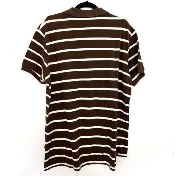 Polo Ralph Lauren Polo Shirt Brown White Striped Casual XL - Picture 4 of 4